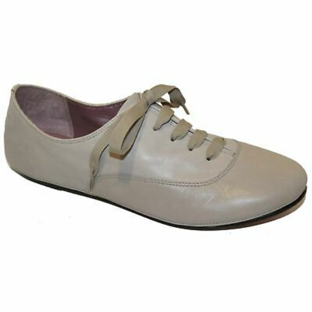 LUXURY REBEL Grey Birkin Lace-Up Oxford Flats Leather Size 7